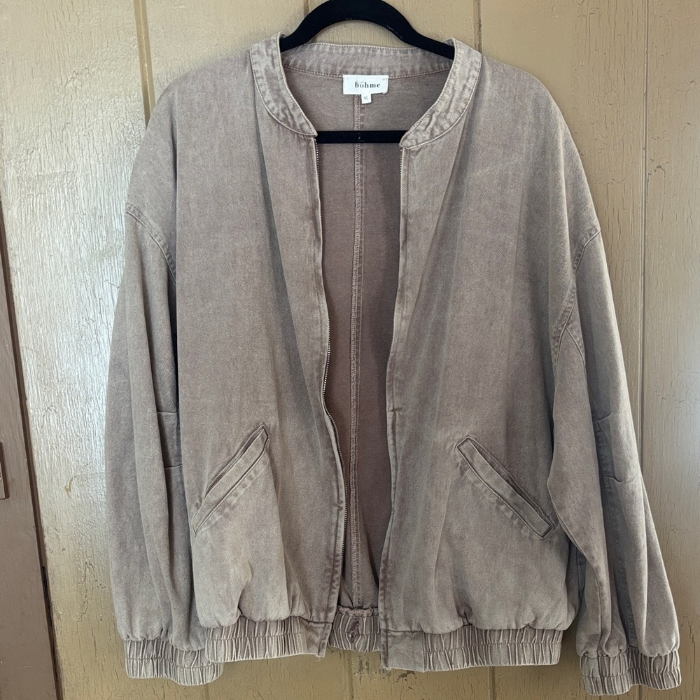 Bohme Taupe Faded Bomber Jacket